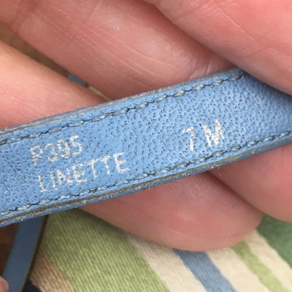 Coach Linette Women's Flip Flop Thong Sandals Blue Leather Stripes Size 7M. - Picture 10 of 12